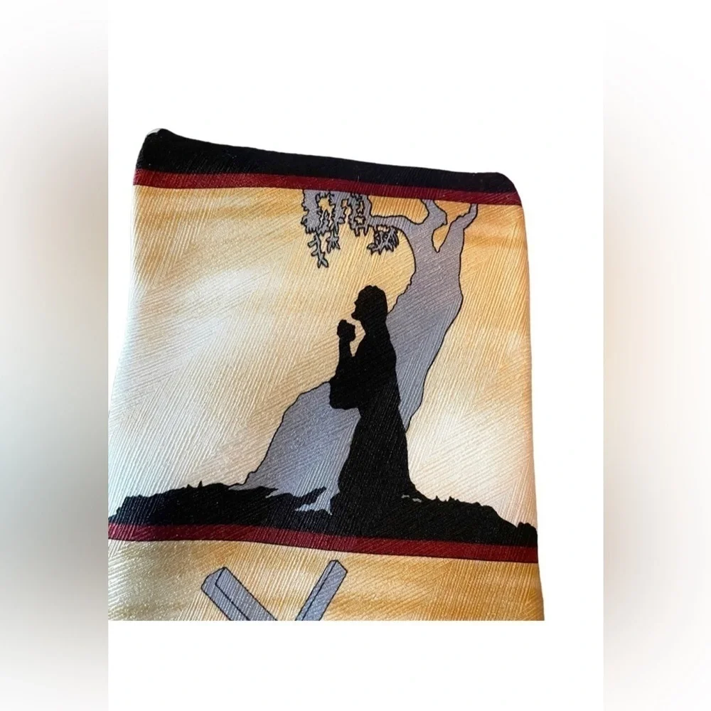 100% Silk Tie Showing the Story of the Crucifixion by Eagles Wings
